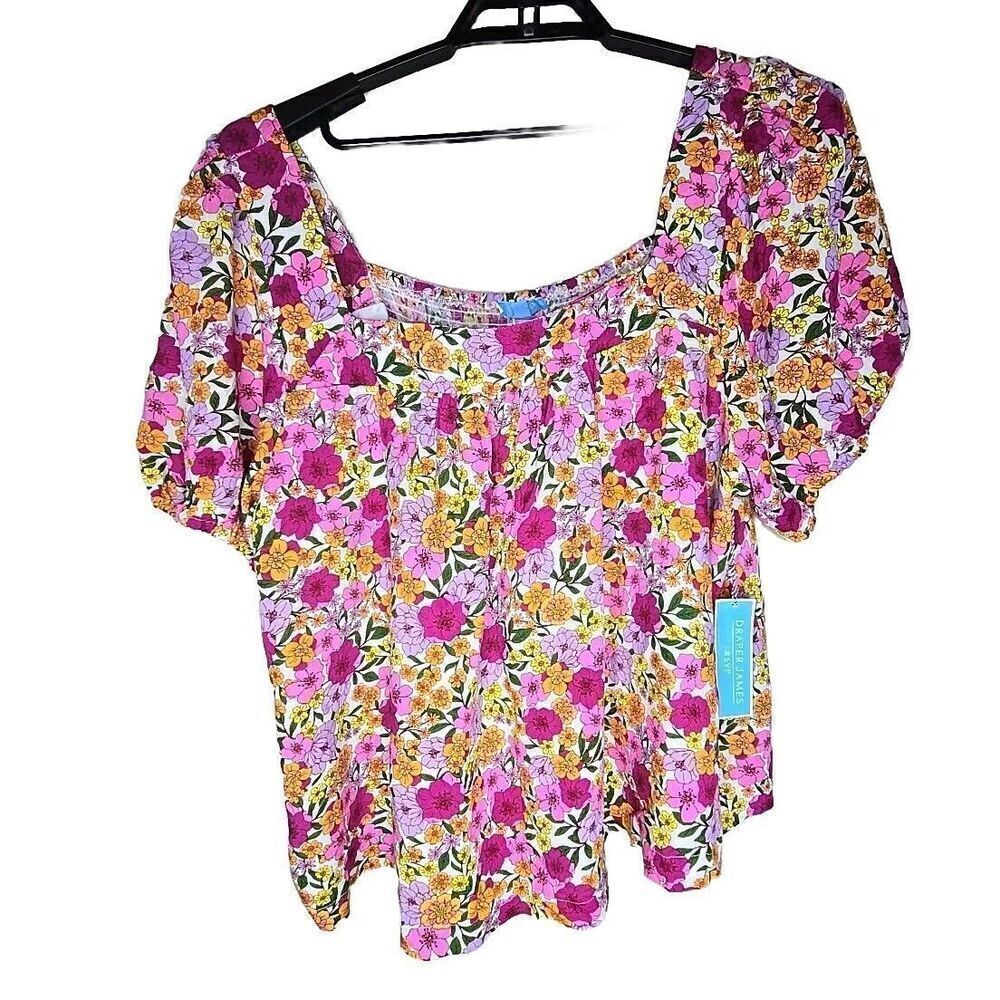 Draper James RSVP NWT Women's Floral Puff Sleeves Blouse Plus Size 2x NEW t3
